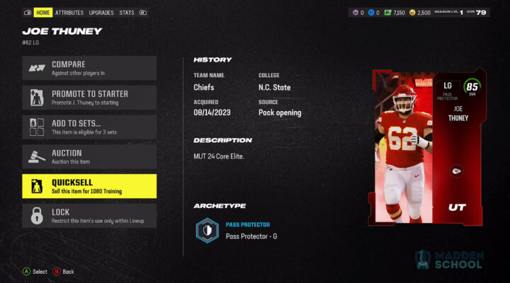 Madden 24 Training Quicksell Values