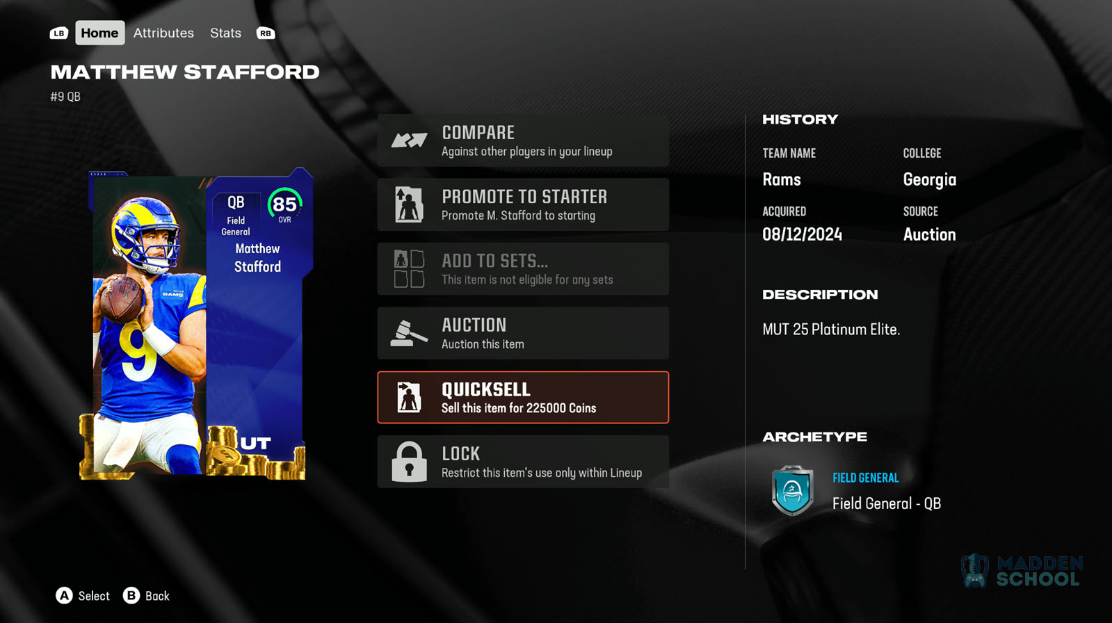 Madden 25 Ultimate Team Platinum Quicksell Values