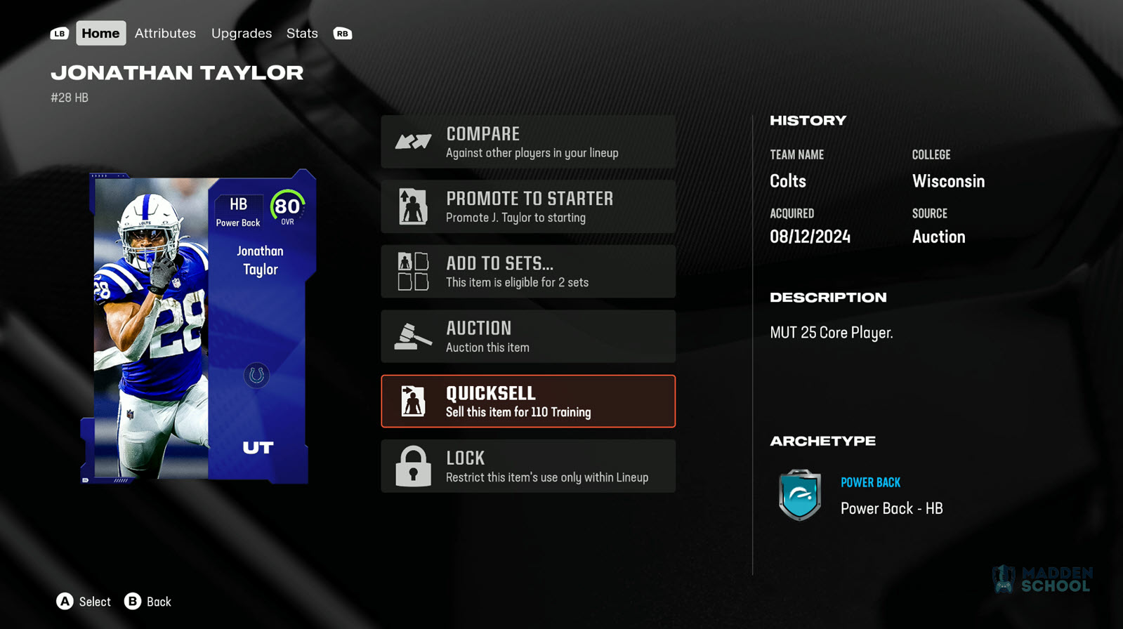 Madden 25 Ultimate Team Training Values